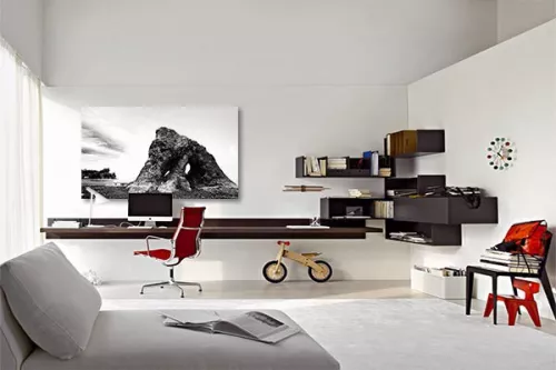 deco bureau tableau noir et blanc rocher