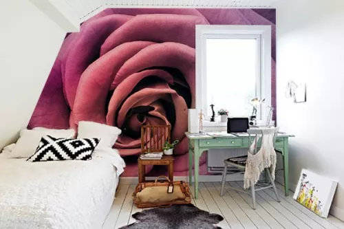 decoration chambre romantique poster fleur rose
