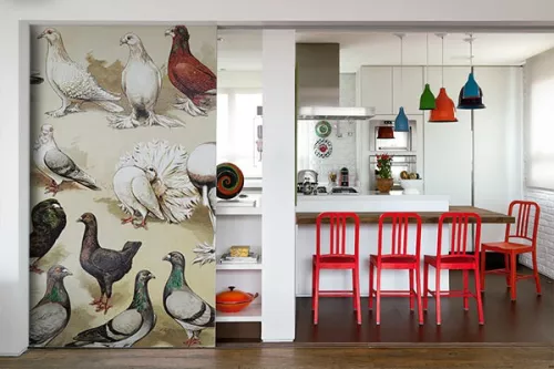 decoration mur retro oiseaux