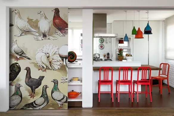 decoration mur retro oiseaux