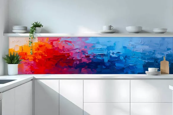Crédence Cuisine sur Mesure - Peinture Colorée