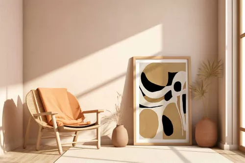 Tableau Abstrait marron - Océan Linéaire painting_wood_frame_vertical