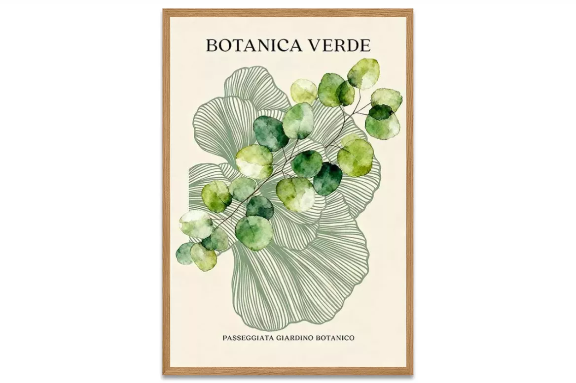Affiche vert sauge - Branche naturelle painting_wood_frame_vertical