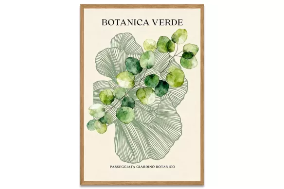 Affiche vert sauge - Branche naturelle cadre-chene-portrait
