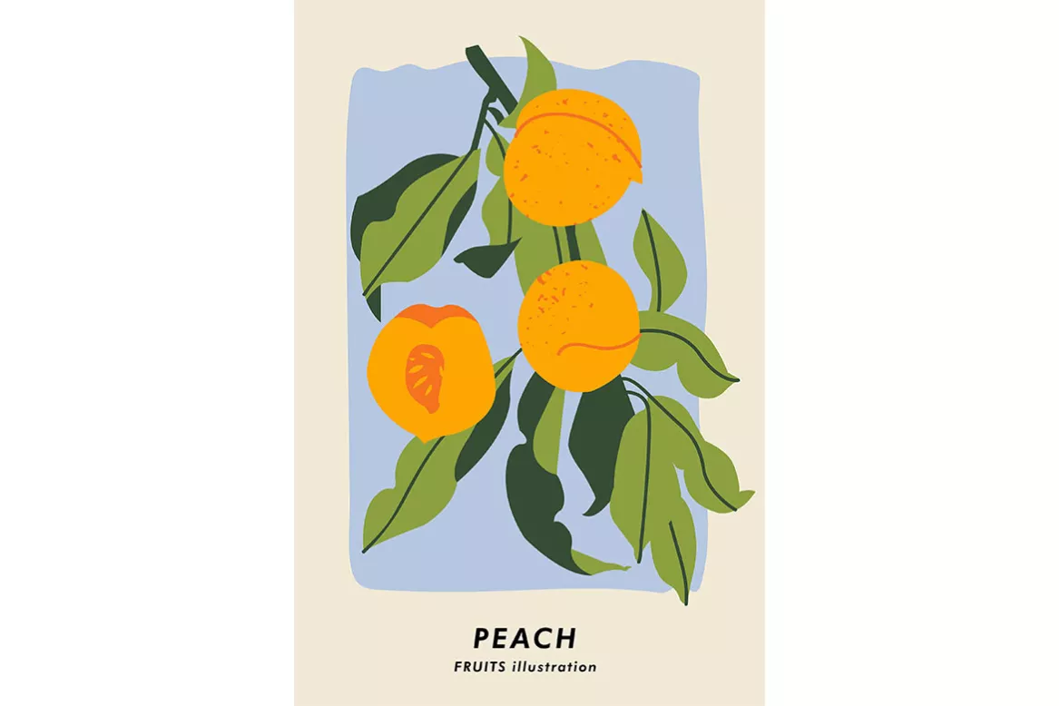 Tableau cuisine Peach en situation dans une entrée avec étagère bibliothèque