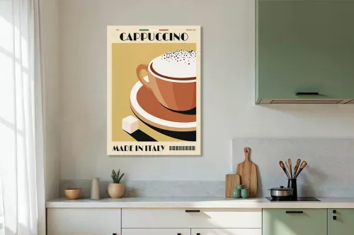 Toile déco Cappuccino - tableau vintage style italien beige et brun caramel