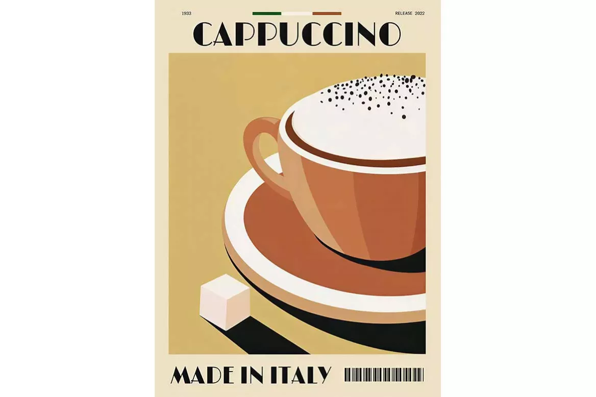 Toile déco Cappuccino - tableau vintage style italien beige et brun caramel