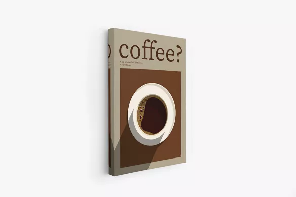 Tableau Coffee encadré - tasse de café vue du dessus, design graphique épuré