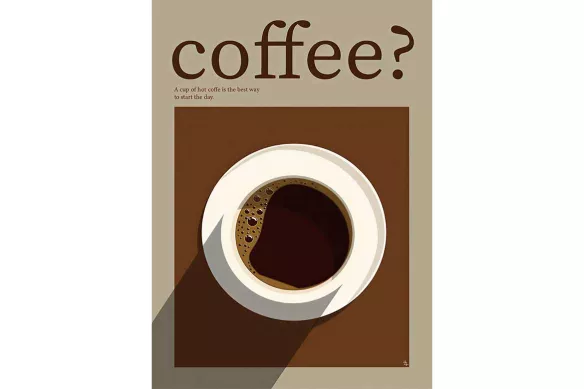 Tableau sur toile Coffee - rendu mat beige et brun pour cuisine ou coin café