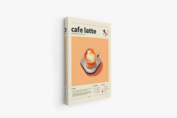Tableau sur toile Café Latte - rendu mat chaleureux pour cuisine ou coin café