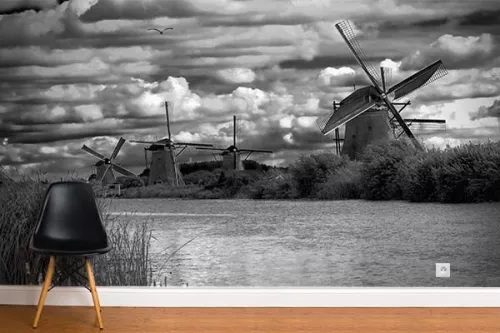 Papier peint original Moulins d'Amsterdam