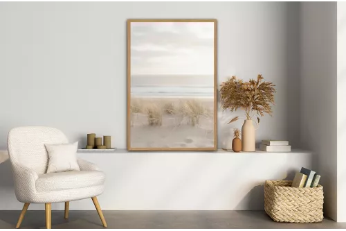 Affiche encadrée - Plage de sable blanc painting_wood_frame_vertical
