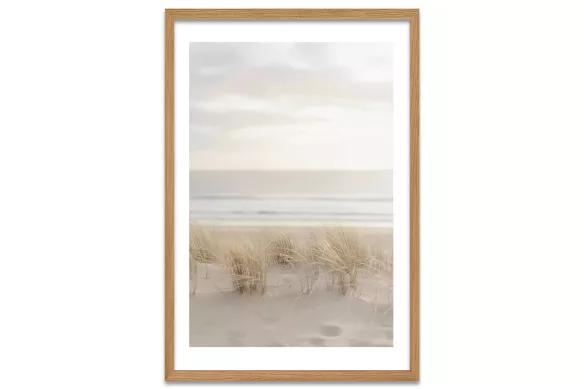 Affiche encadrée - Plage de sable blanc cadre-chene-portrait-avec-bordure