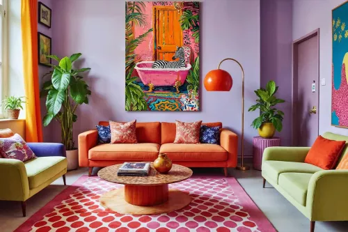 Visuel de l’affiche pop La baignoire : zèbre dans une baignoire rose, painting_black_frame_vertical