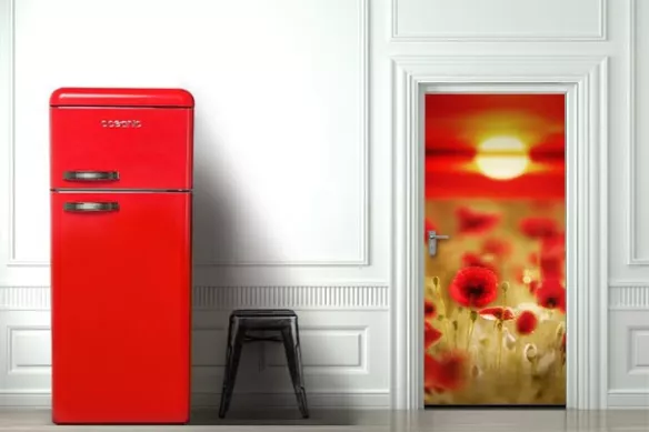 Décoration porte coquelicots rouges