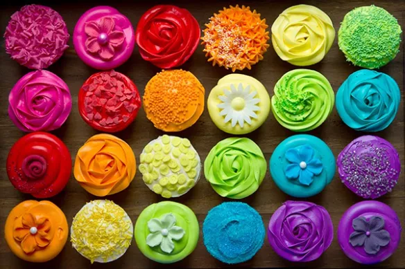 Cadre cuisine couleur vive cupcakes