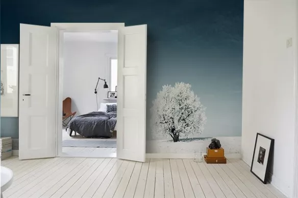 Papier peint chambre Prairie enneigée