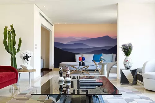 Trompe l'oeil Coucher de soleil montagnard