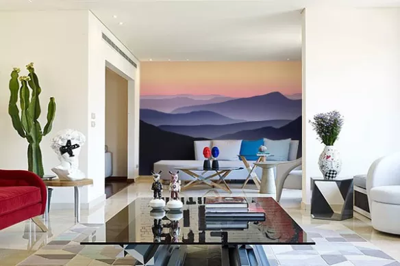 Trompe l'oeil Coucher de soleil montagnard