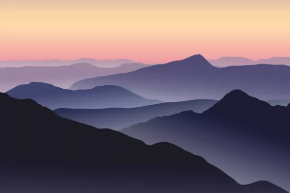Trompe l'oeil Coucher de soleil montagnard