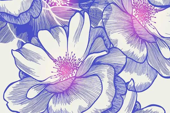 tapisserie fleurs Bowl of beauty bleu