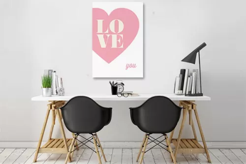 toile originale Love You bleu ciel