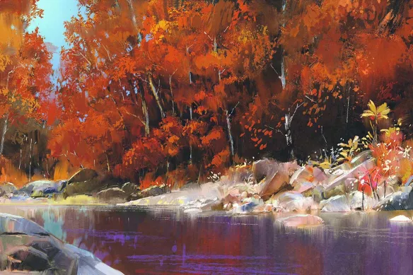 Tableaux modernes Etang orange