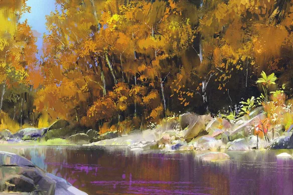 Tableau coloré Etang jaune