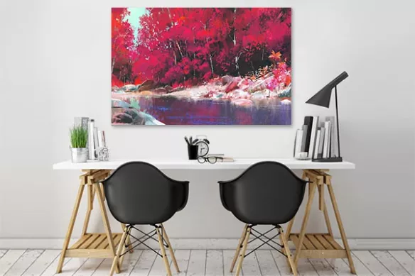 Tableau déco Etang rose