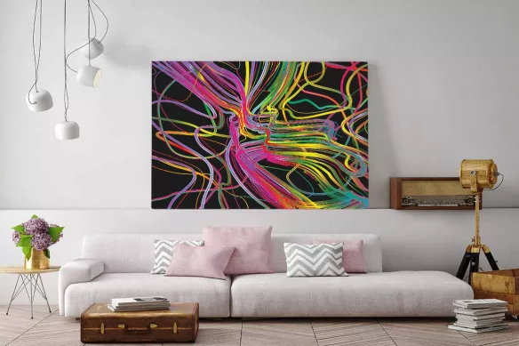 Tableau abstrait Filandrie rose