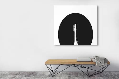 Tableau noir et blanc abstrait Fiji