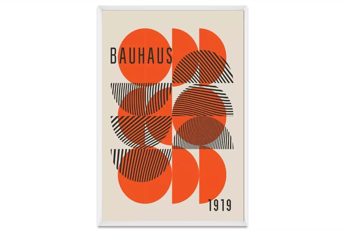 Visuel Bauhaus Orange Circle painting_white_frame_vertical