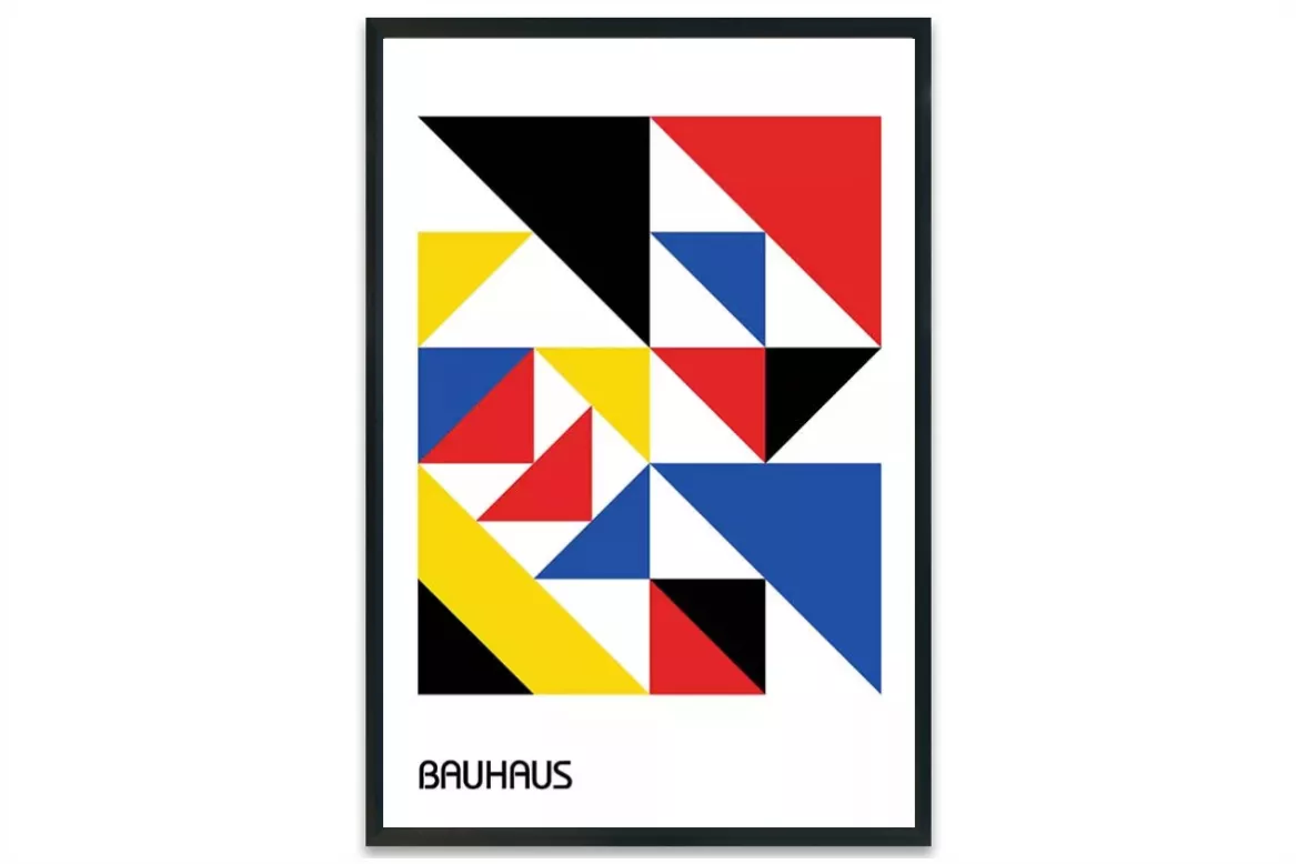 Visuel Bauhaus Géométrique painting_black_frame_vertical