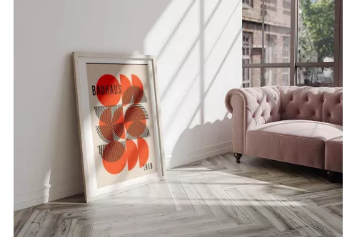 Visuel Bauhaus Orange Circle painting_white_frame_vertical