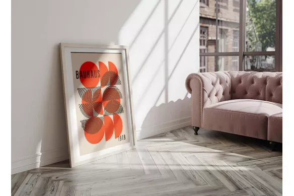 Visuel Bauhaus Orange Circle painting_white_frame_vertical