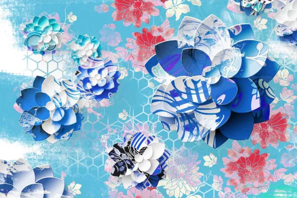 Lotus Graphique bleu
