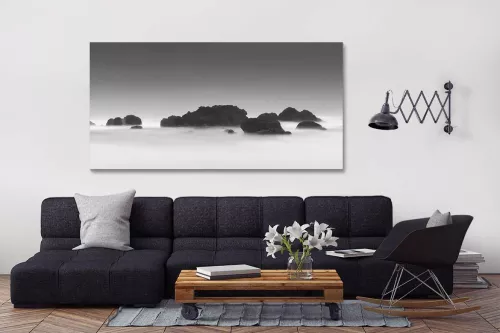 Tableau contemporain noir et blanc Temps d’arrêt