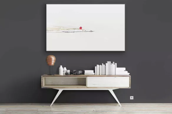 Tableau contemporain cabanon rouge