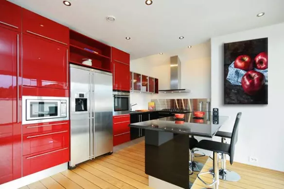 décoration cuisine rouge tableau Pommes rouges
