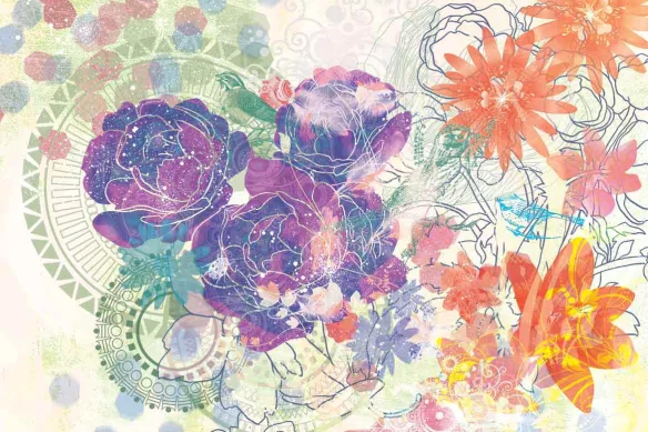 tapisserie fleurs expérimentales violet