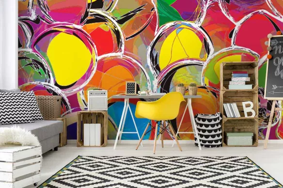 Papier peint chambre design Bulles Eclats