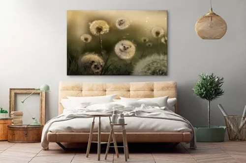 Tableau déco original Hérisson Pissenlit