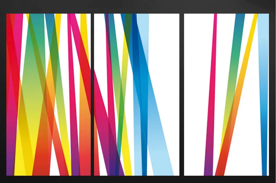 Triptyque tableau abstrait Lignes abstraites