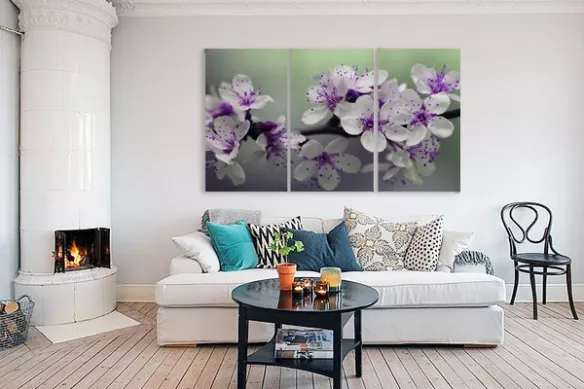 Tableaux Fleurs triptyque