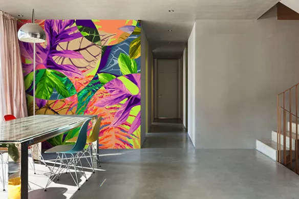 Papier peint fleuri tropical