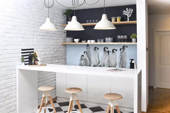 Déco mur Cuisine Pingouins hiver