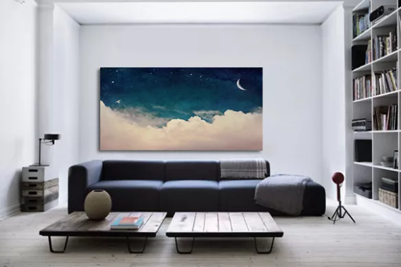 Impression sur toile XXL Flying to the moon