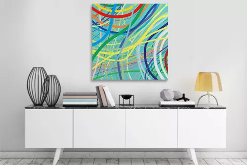 Tableau design  Trame bleu ciel
