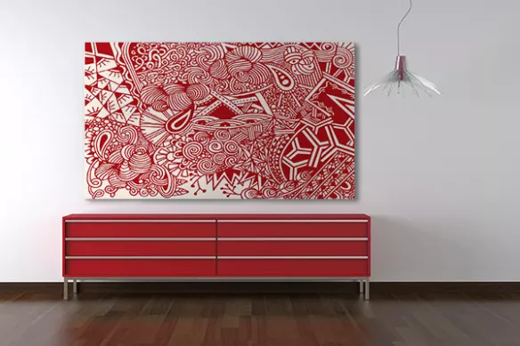 Tableau abstrait rouge Joyeuse pagaille