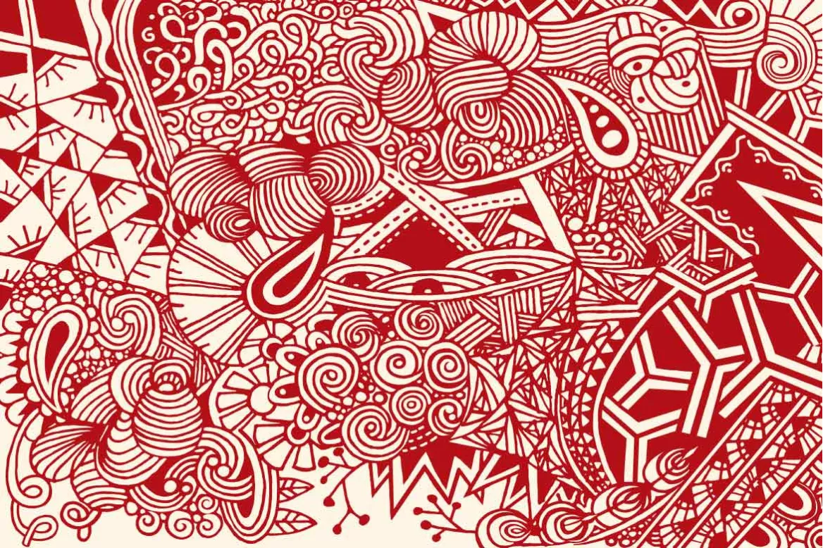 Tableau abstrait rouge Joyeuse pagaille